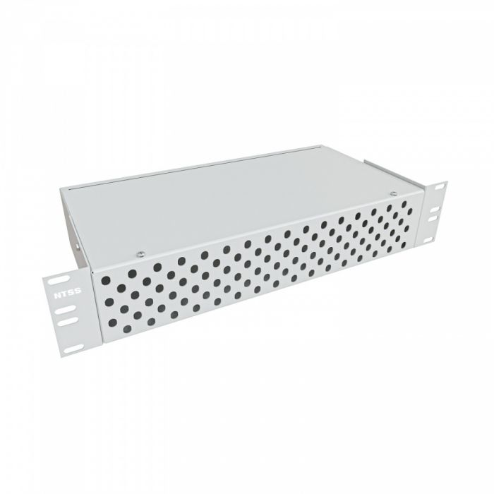 Кросс NTSS оптический 19'' укомплектованный 2U, 96 портов ST/UPC, 50/125 мкм ОМ4 (сплошная панель, сплайс-кассета 3шт, пигтейлы, КДЗС, адаптеры) серый RAL 7035