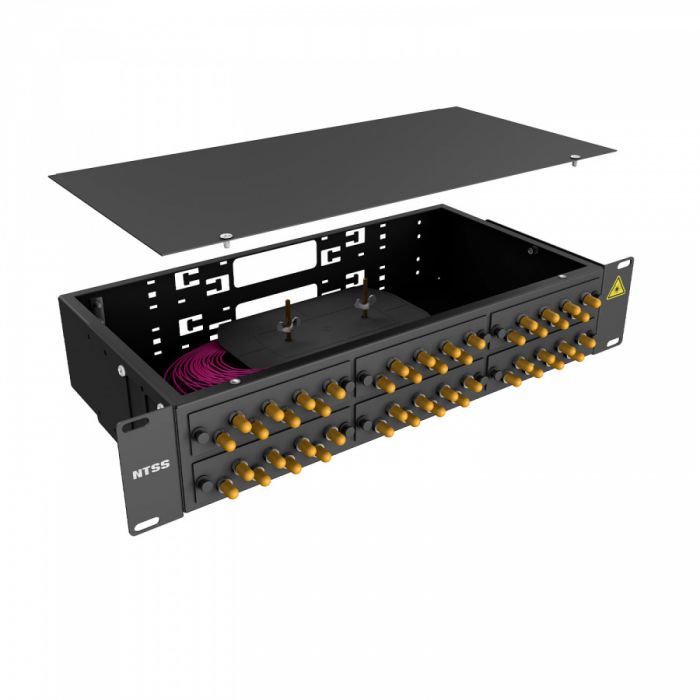 Кросс 19" NTSS PREMIUM, предсобранный 2U, 32 порта ST/UPC, 50/125 мкм OM4, черный