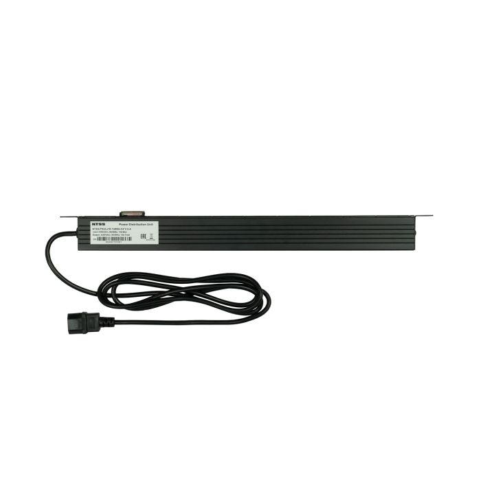 Блок розеток NTSS, 19", 1U, алюминий, 1ф10A, 2.3кВт, (8) Schuko, выкл. с подсв.и крыш., 2м каб., вх. С14