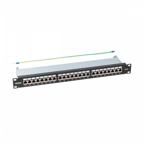 Патч-панель NTSS PREMIUM 1U 24 порта RJ45 FTP cat.6, Krone IDC (инструмент в комплекте), с органайзером