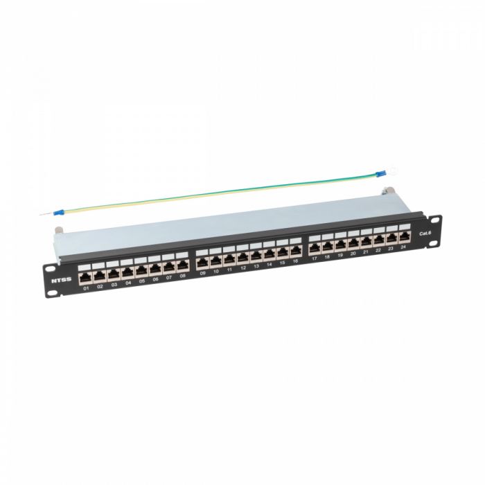 Патч-панель NTSS PREMIUM 1U 24 порта RJ45 FTP cat.6, Krone IDC (инструмент в комплекте), с органайзером