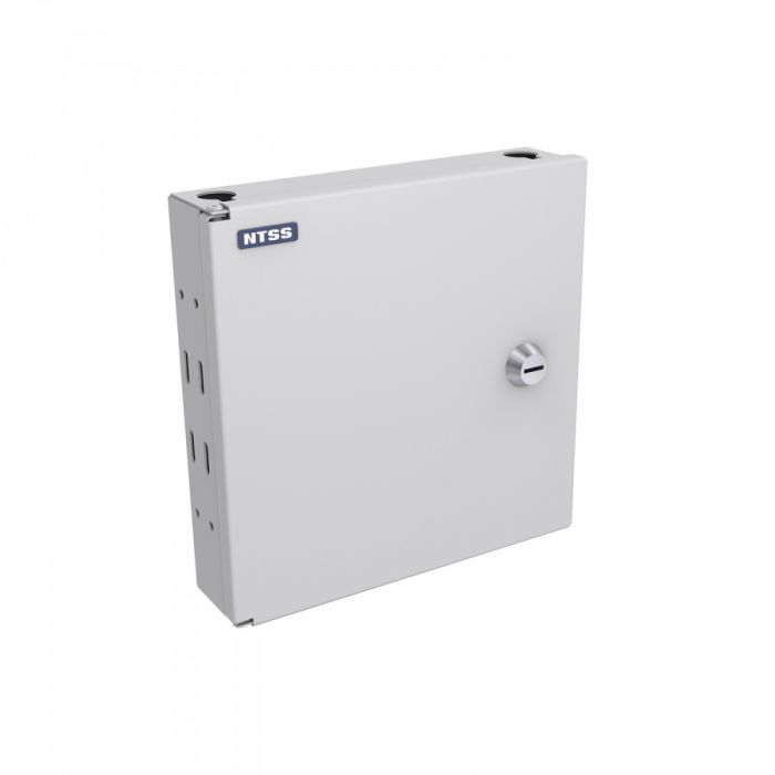 Кросс NTSS оптический настенный Мини, укомплектованный, 8 портов LC/UPC duplex, 50/125 мкм ОМ3 (сплошная панель, ложемент, пигтейлы, КДЗС, адаптеры) серый RAL 7035