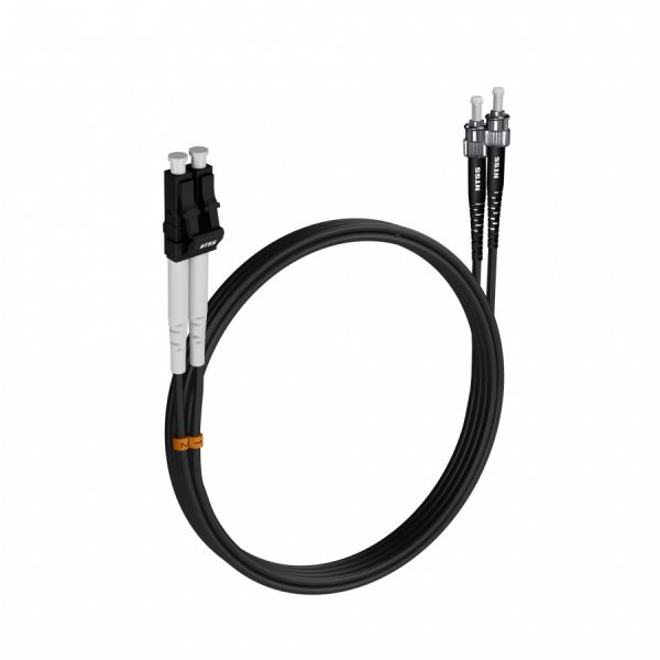 Шнур оптический NTSS dpc LC/UPC-ST/UPC 9/125 3.0мм 3м черный LSZH (патч-корд)