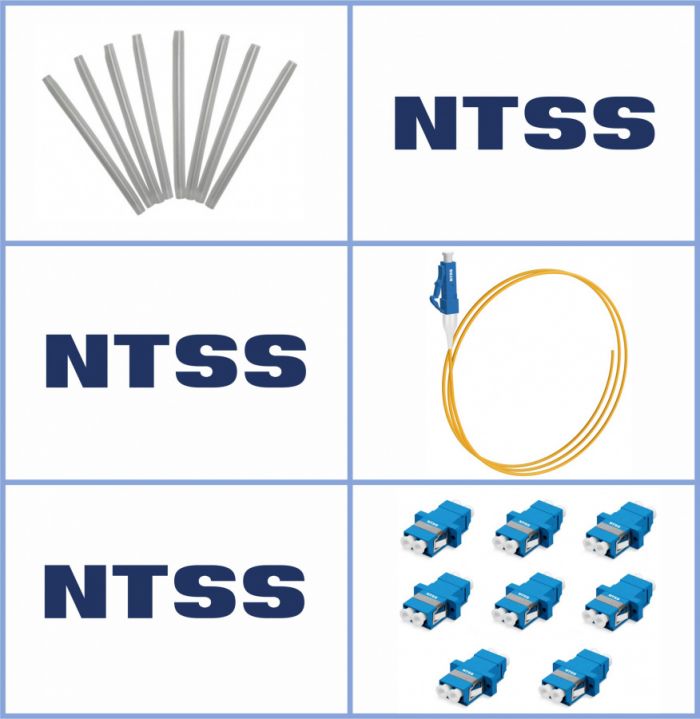 Кросс NTSS оптический настенный Мини, укомплектованный, 4 порта LC/UPC duplex, 9/125 мкм (сплошная панель, ложемент, пигтейлы, КДЗС, адаптеры) серый RAL 7035