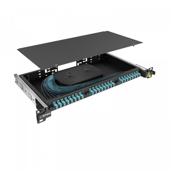 Кросс 19" NTSS PREMIUM выдвижной, предсобранный 1U, 8 портов LC/UPC duplex, 50/125 мкм OM3, черный