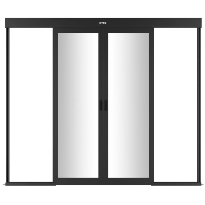 Дверной блок системы изоляции NTSS 42U, с двумя механическими дверями, стекло, для коридора шириной 1200 мм, RAL 9005 чёрный