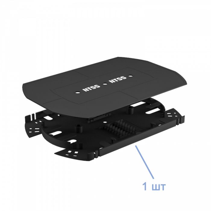 Кросс NTSS оптический 19'' частично укомплектованный 1U, 32 порта SC (сплошная панель, сплайс-кассета-1шт) черный RAL 9005