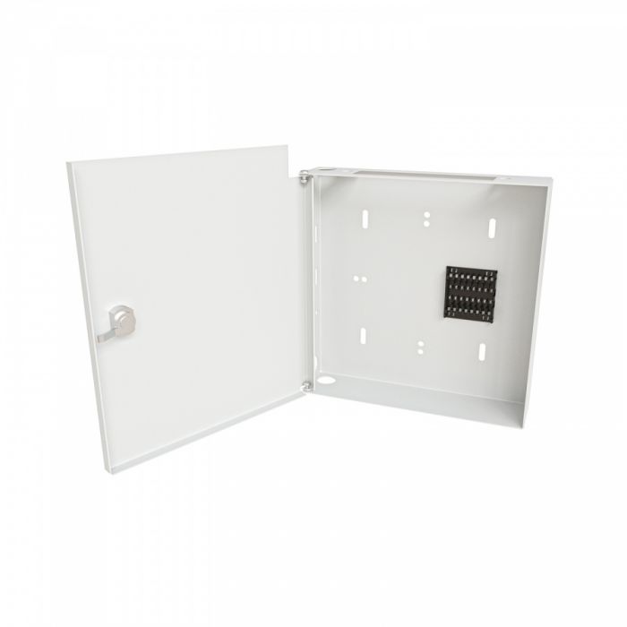 Кросс NTSS оптический настенный Мини, укомплектованный, 8 портов LC/UPC duplex, 62.5/125 мкм (планка, ложемент, пигтейлы, КДЗС, адаптеры) серый RAL 7035