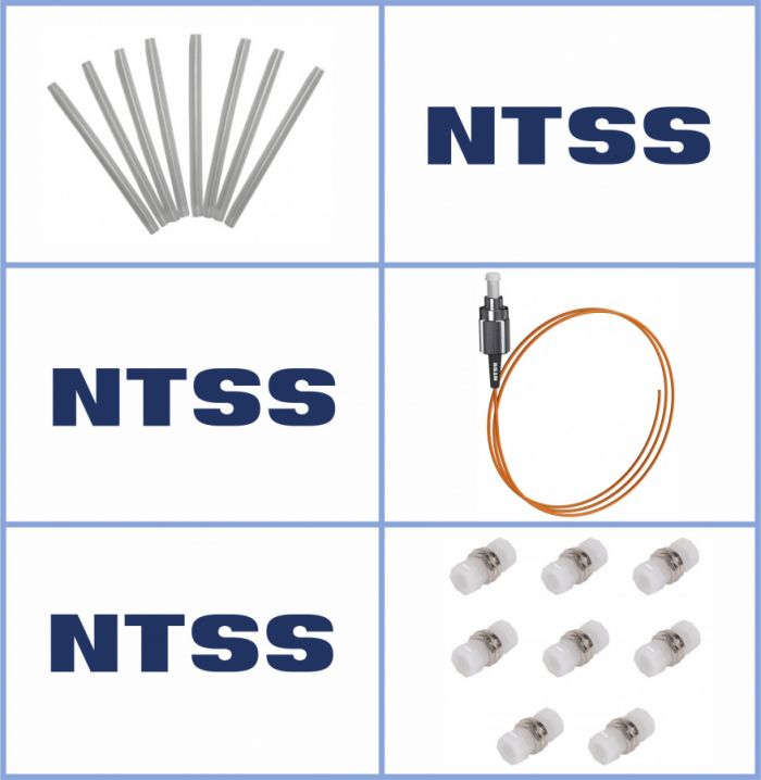 Кросс NTSS оптический настенный Мини, укомплектованный, 4 порта FC/UPC, 50/125 мкм (сплошная панель, ложемент, пигтейлы, КДЗС, адаптеры) серый RAL 7035
