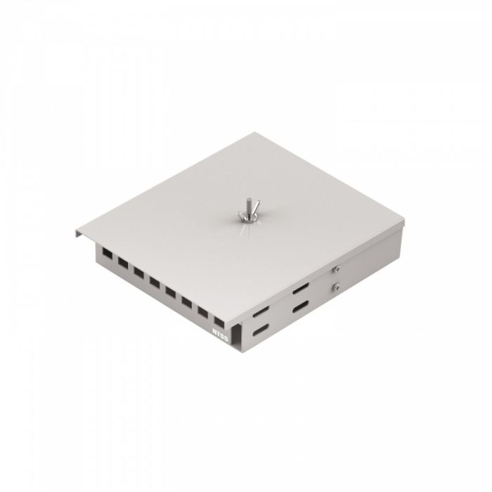Кросс NTSS оптический настенный Микро 8, укомплектованный, 2 порта LC/UPC duplex, 62.5/125 мкм (сплошная панель, ложемент, пигтейлы, КДЗС, адаптеры) серый RAL 7035