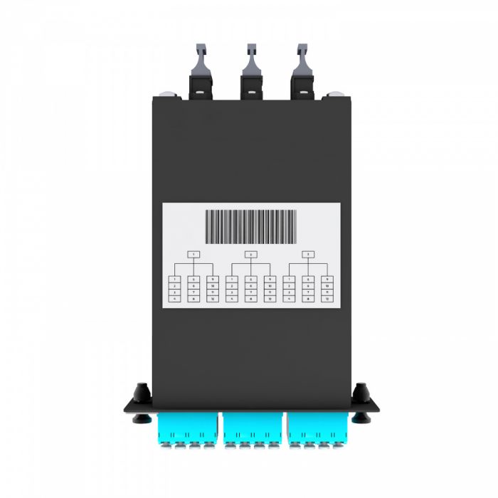Кассета кроссовая NTSS PREMIUM 3 разъема MTP/UPC (male) 50/125 OМ3, на 36 LC/UPС (9 QLC/UPC), полярность А, черный