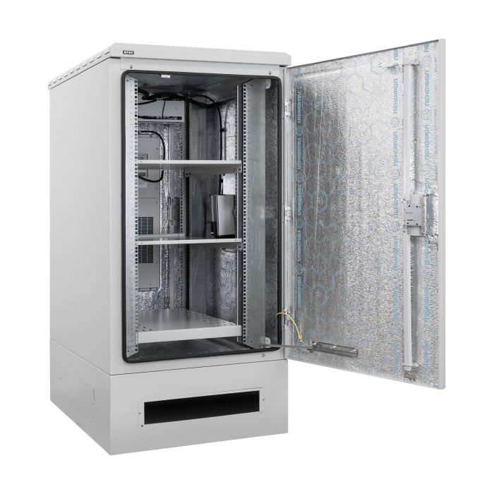 Шкаф напольный климатический NTSS RT 24U (ШхВхГ) 700x1440x800 мм, 4 профиля 19, с кондиционером 1.5 кВт, IP55, серый RAL 7035