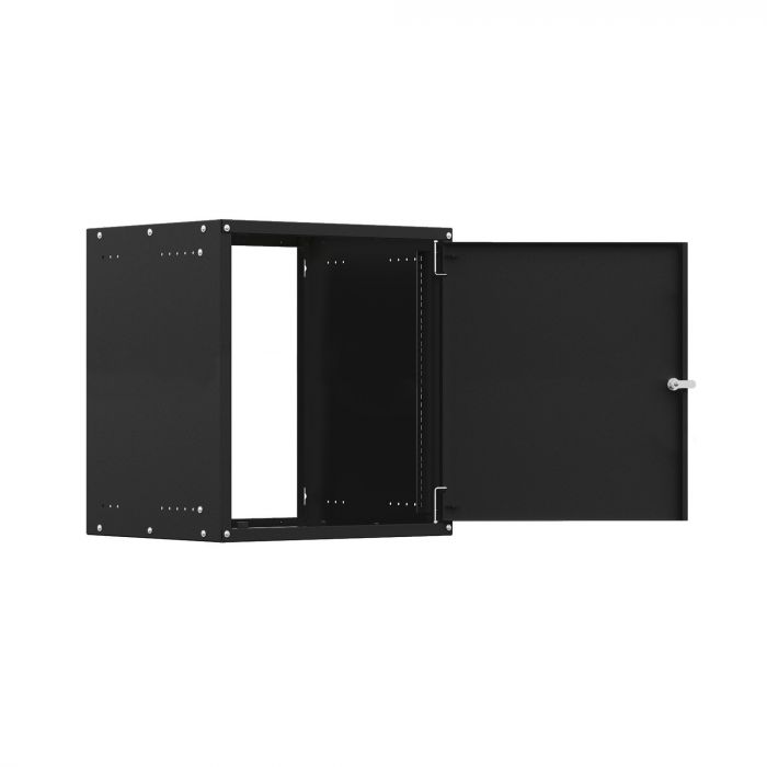 Шкаф настенный телекоммуникационный NTSS LIME 12U 550х600х635мм, 2 профиля 19, дверь сплошная металл, боковые стенки несъемные, разобранный, черный RAL 9005