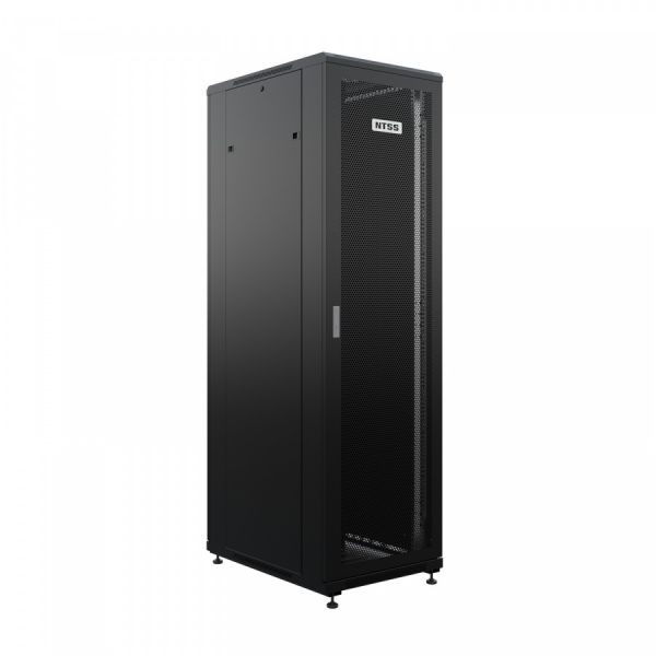Шкаф напольный универсальный серверный NTSS R 42U 800х800мм, 4 профиля 19, двери перфорированная и сплошная металл, боковые стенки съемные, регулируемые опоры, разобранный, черный RAL 9005