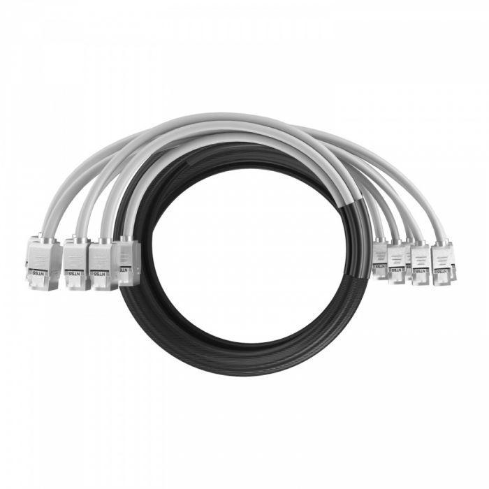 Кабельная сборка NTSS PREMIUM 6pc, U/FTP CAT6A, оконцована разъемами KEYSTONE RJ45 FTP CAT6A, заделка в чулке, вывод 0.6м, длина 15м, LSZH, серый