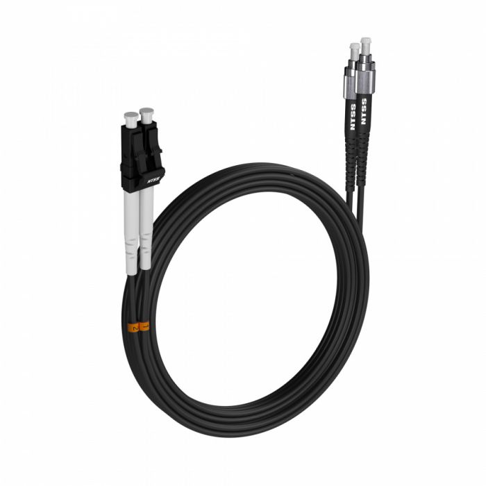 Шнур оптический NTSS PREMIUM dpc LC/APC-FC/APC 9/125 3.0мм 15м черный LSZH (патч-корд)