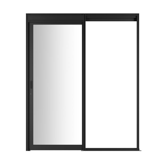 Дверной блок системы изоляции NTSS 48U, с одной механической дверью, стекло, с замком, для коридора без правого ряда шириной 1000 мм, RAL 9005 чёрный