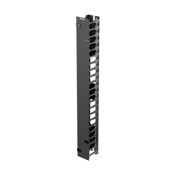 Вертикальный кабельный органайзер 48U NTSS, с пластиковыми пальцами и крышкой Zero-U, 90x112 мм для шкафов серии PC PCM DS, черный RAL 9005