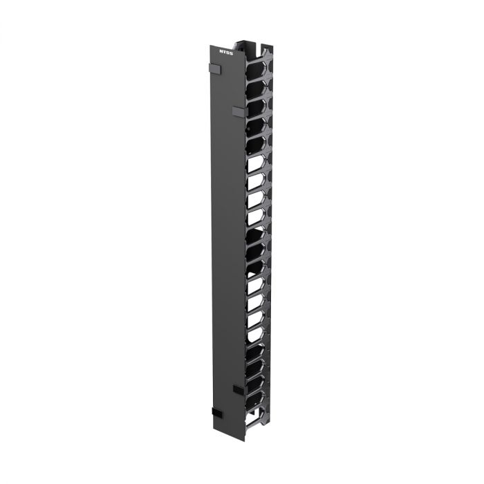 Вертикальный кабельный органайзер 48U NTSS, с пластиковыми пальцами и крышкой Zero-U, 90x112 мм для шкафов серии PC PCM DS, черный RAL 9005