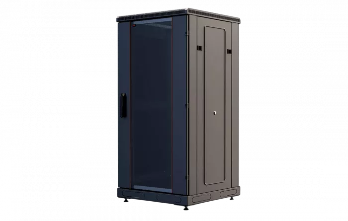 Шкаф телекоммуникационный напольный 19", 24U(600x1000), ШТ-НП-М-24U-600-1000-С-Ч, передняя дверь стекло, черный ССД