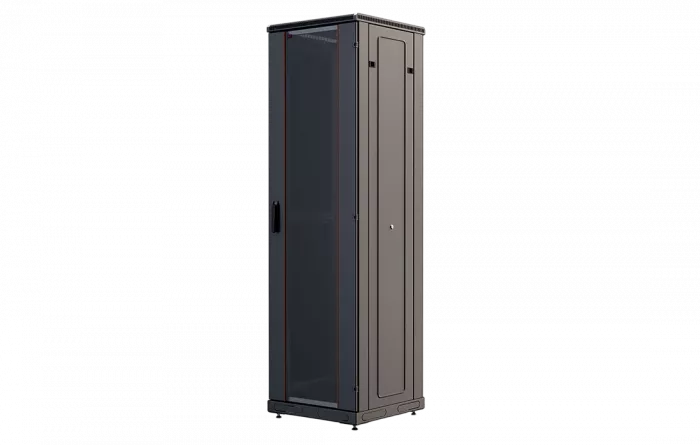 Шкаф телекоммуникационный напольный 19", 42U(600x600), ШТ-НП-М-42U-600-600-С-Ч, передняя дверь стекло, черный ССД