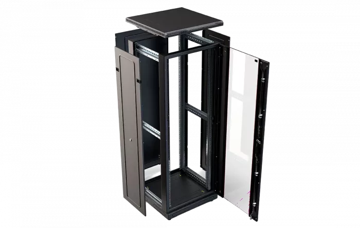 Шкаф телекоммуникационный напольный 19", 33U(600x1000), ШТ-НП-М-33U-600-1000-С-Ч, передняя дверь стекло, черный ССД