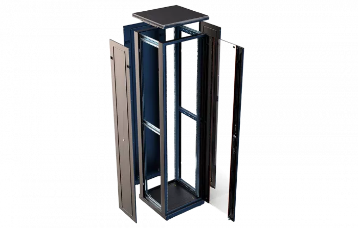 Шкаф телекоммуникационный напольный 19",47U(600x1000), ШТ-НП-М-47U-600-1000-С-Ч, передняя дверь стекло, черный ССД