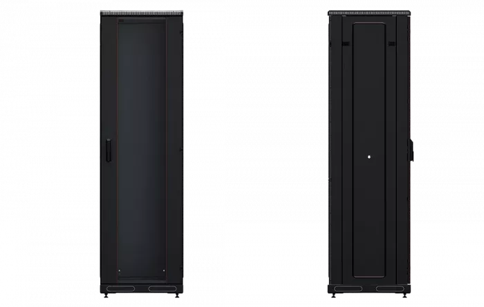 Шкаф телекоммуникационный напольный 19", 42U(600x600), ШТ-НП-М-42U-600-600-С-Ч, передняя дверь стекло, черный ССД