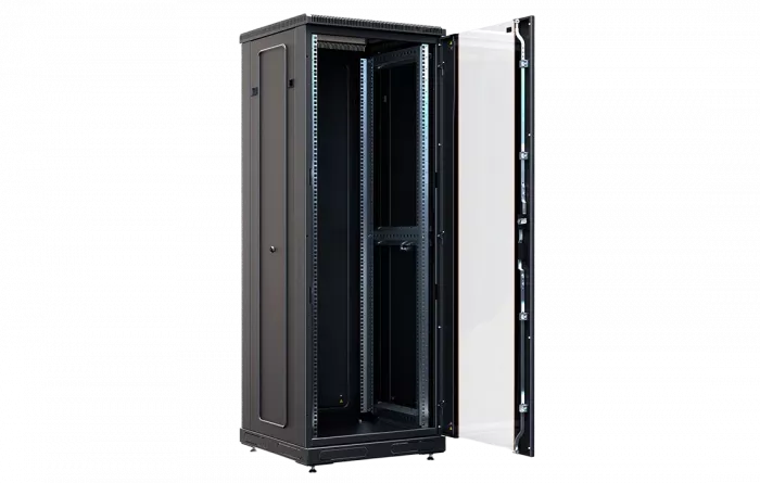 Шкаф телекоммуникационный напольный 19", 33U(600x1000), ШТ-НП-М-33U-600-1000-С-Ч, передняя дверь стекло, черный ССД