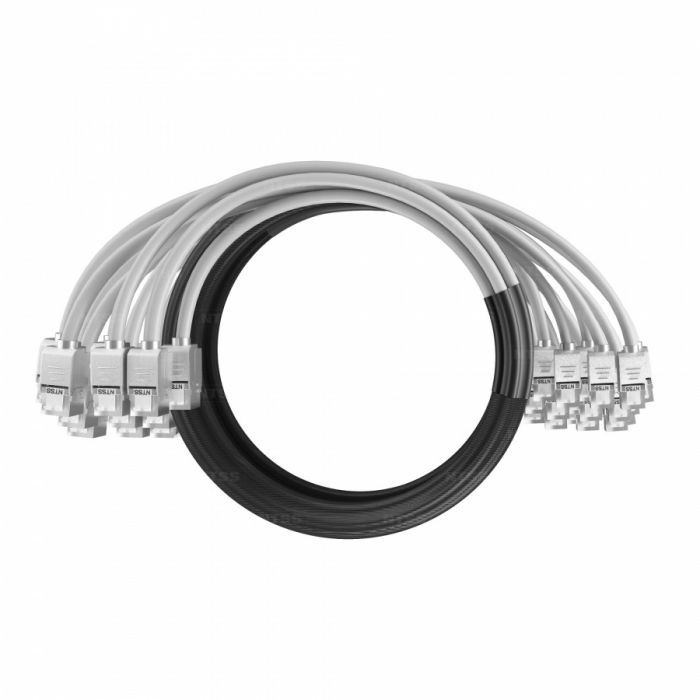 Кабельная сборка NTSS PREMIUM 24pc, FTP CAT6, оконцована разъемами KEYSTONE RJ45 FTP CAT6, заделка в чулке, вывод 0.6м, длина 5м, LSZH, серый
