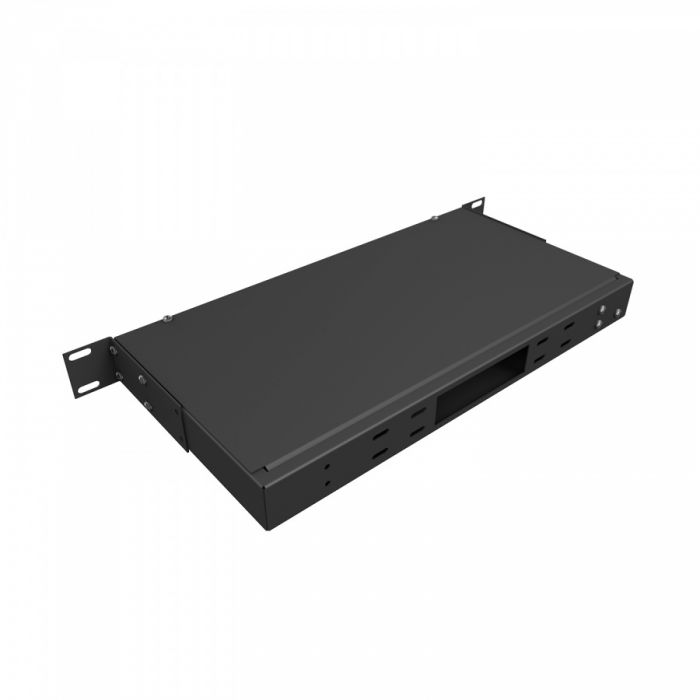 Кросс NTSS оптический 19'' укомплектованный 1U, 32 порта ST/UPC, 9/125 мкм (сплошная панель, сплайс-кассета, пигтейлы, КДЗС, адаптеры) черный RAL 9005