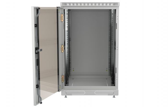 Шкаф телекоммуникационный напольный 19",18U(600x800), ШТ-НП-18U-600-800-С, передняя дверь стекло ССД