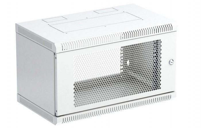 Шкаф телекоммуникационный настенный разборный 19”,6U(600x450), ШТ-НСр-6U-600-450-П дверь перфорированная ССД