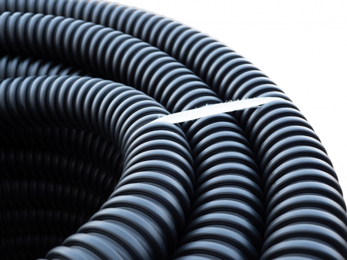 Труба ССД-Пайп УльтраФ, OD=90 мм, 1100N, SN22, с протяжкой (бухта 68 м) Труба полимерная жёсткая гофрированная спиральная ультрафиолетостойкая, не распространяющая горение