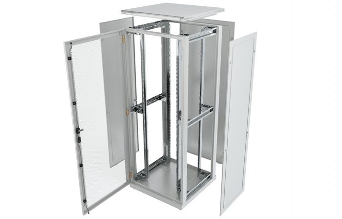 Шкаф телекоммуникационный напольный 19",47U(800x1000), ШТ-НП-47U-800-1000-ПП, передняя и задняя дверь перфорированная ССД