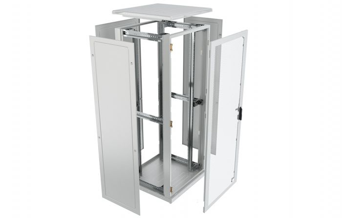 Шкаф телекоммуникационный напольный 19",47U(800x1000), ШТ-НП-47U-800-1000-ПП, передняя и задняя дверь перфорированная ССД