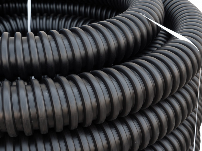 Труба ССД-Пайп УльтраФ OD=140 мм, 1300N, SN22, с протяжкой (бухта 44 м) Труба полимерная жёсткая гофрированная спиральная ультрафиолетостойкая, не распространяющая горение