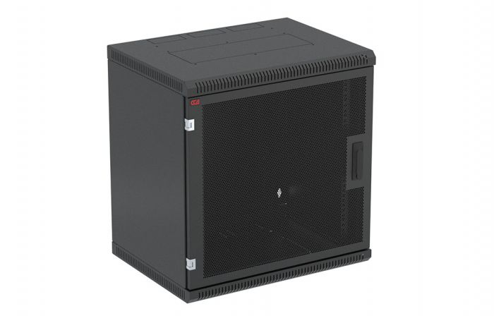 Шкаф телекоммуникационный настенный разборный черный 19”,15U(600x350), ШТ-НСр-15U-600-350-П-Ч дверь перфорированная ССД