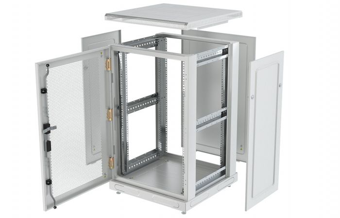 Шкаф телекоммуникационный напольный 19",18U(600x600), ШТ-НП-18U-600-600-П, передняя дверь перфорированная ССД