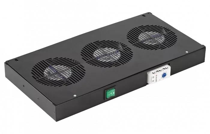 Вентиляторный модуль , 3 вентилятора с термореле  ВМ-3-19"-Т-Ч черный ССД