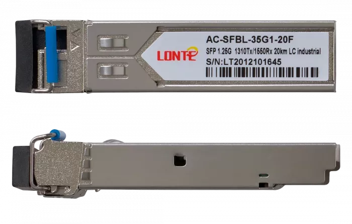 SFP WDM 1.25G Tx1310/Rx1550 20km LC DDM, industrial