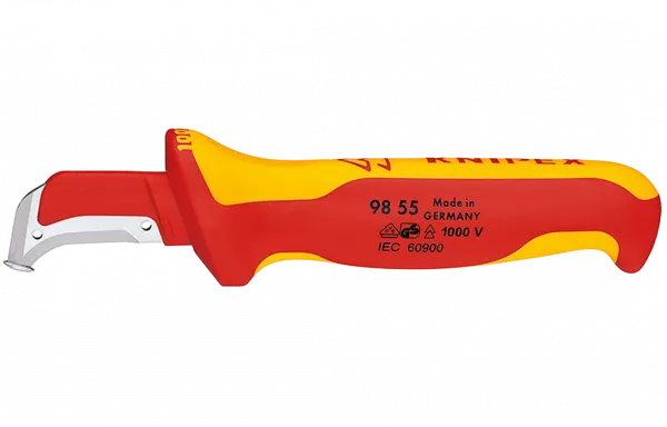 KN-9855SB	Нож для кабеля VDE с "пяткой", 180 мм, нерж. хирургическая сталь, 2К диэлектрическая ручка, SB