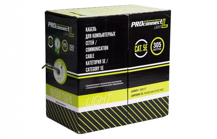 01-0148-3 Кабель витая пара PROconnect LIGHT FTP 4PR 26AWG, CCA, CAT5, бухта 305 м