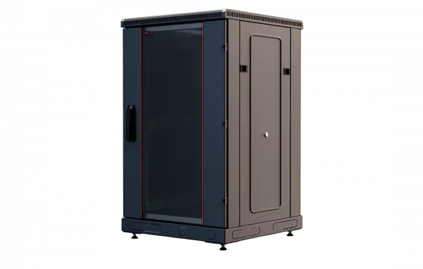 Шкаф телекоммуникационный напольный 19",18U(600x800), ШТ-НП-М-18U-600-800-С-Ч, передняя дверь стекло, черный ССД