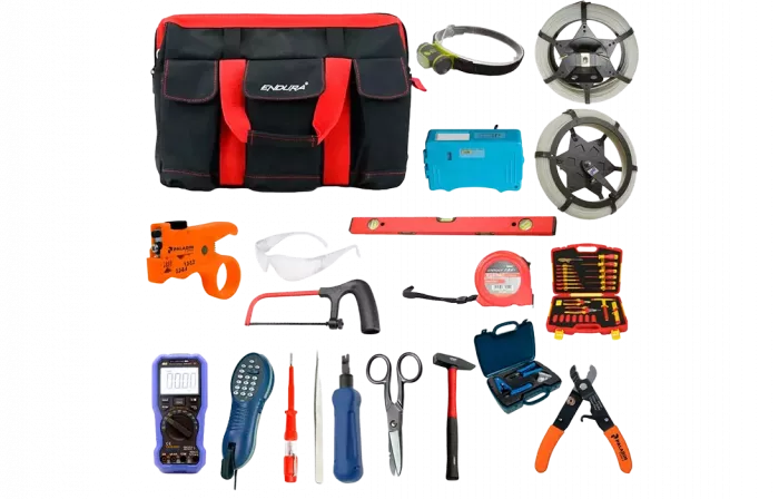 SK-55 - набор инструментов для обслуживания медных и оптических линий связи и электрики