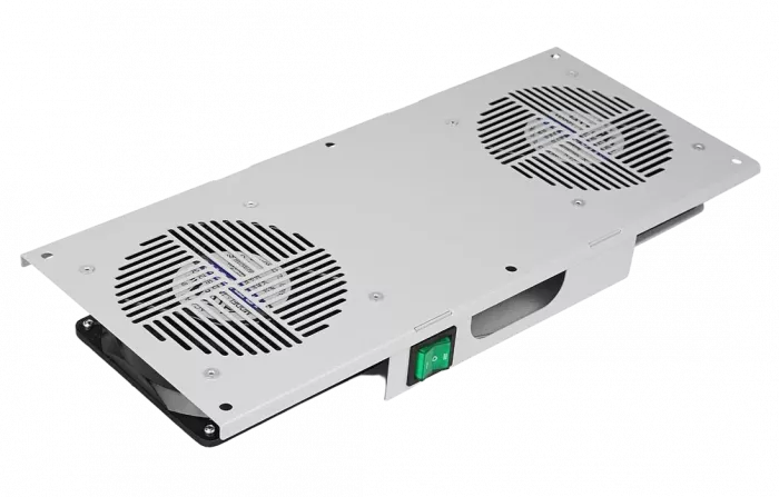 Вентиляторный модуль потолочный, 2 вентилятора с термодатчиком без шнура питания 35С ВМ-2П 48В ССД