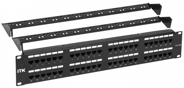 PP48-2UC5EU-D05-1 ITK 2U патч-панель кат.5Е UTP, 48 портов (Dual) с кабельным органайзером