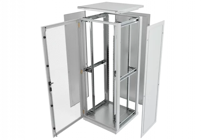 Шкаф телекоммуникационный напольный 19",42U(800x800), ШТ-НП-42U-800-800-П, передняя дверь перфорированная ССД
