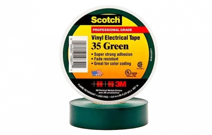 7000031669 Scotch 35, зеленая, изоляционная лента высшего класса, 19мм х 20м х 0,18мм
