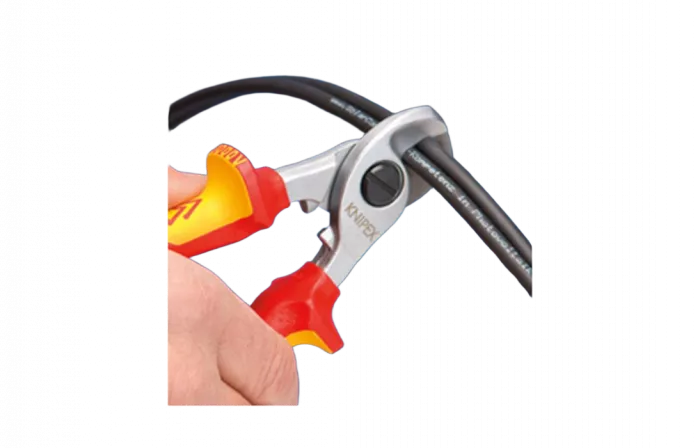 KN-9526165	Кабелерез VDE, Ø 15 мм (50 мм²), длина 165 мм, пружина, хром, 2-комп диэлектрические ручки